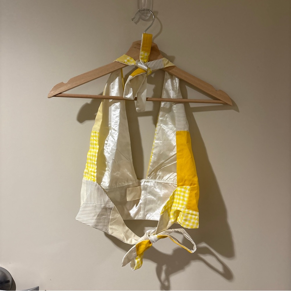 Oddli Patchwork Tie Halter Tank Top - image 2